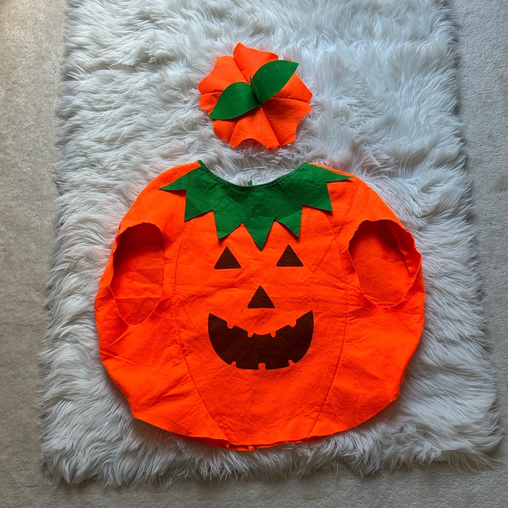Pumpkin Costume for Kids - Bright Orange and Green